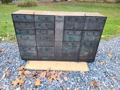 Antique Industrial Organizer Cabinet Truck Box Job Box Tool Chest RePurpose