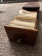 VTG Antique Oak Globe Wernicke 1 Drawer Card File Cabinet Index +100+ Recipes