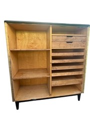 Vintage Scandinavian Linen Cabinet Black Gold Lacquer Mirror Top Attrib Bodafors
