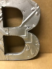 Decorative Salvaged Tin Ceiling 8″ Patchwork Shabby Silver Letter B Old 194-26B