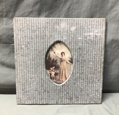 VTG Salvage 4×6 Oval Photo Galvanized Pool Metal Picture Frame Old 1682-25B