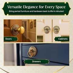 Victorian Antique Brass Cabinet Knob Rosette Set of 3 – Tarnish Free