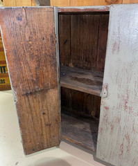 19th Century One-Piece Green Painted Stepback Cupboard with Single Door