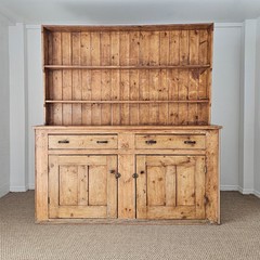 Antique English Pine Kitchen Dresser Welsh Cupboard Hutch Cabinet Victorian