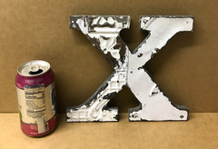 Decorative Salvaged Tin Ceiling 8″ Patchwork Shabby White Letter X Metal 189-26B
