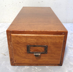 Vintage Antique Oak Single Drawer Card Catalog Index File Cabinet Solid!