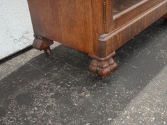 Antique French Carved Quarter Sawn Tiger Oak Bookcase ~Double Door Curio Cabinet