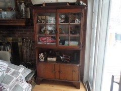 Antique Primitive China Cabinet Closet Cupboard Hutch Bookcase