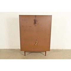 Kipp Stewart Mid-Century Modern Walnut Lighted Breakfront or Bar Cabinet, 1960s