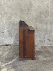 Antique Primitive Hardwood Cupboard, Scalloped Gallery, Hand-Forged Iron 19th C.