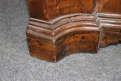 Fine Antique 1780s Italian Burled Walnut Primitive Corner Cabinet Rustic Lock