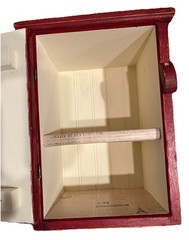 PRIMITIVE RED WOODEN STORAGE CABINET Farmhouse (2) Compartments Rustic 13.75”T