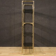 Bookshelf in gold metal faux bamboo etagere vintage 4 shelves glass furniture