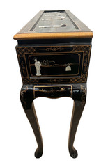 Vintage Sofa Table Console Chinoiserie Mother of Pearl applique Asian style