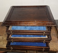 Antique Victorian Walnut Spool Cabinet 3 Drawer For Pocketwatch Collection