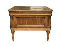 Vintage French Walnut & Burl Wood Side Cabinet Table w/ Brass Accents