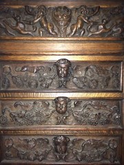 RARE Antique Carved Cupid Floral Cabinet One Of A Kind Piece 65” Shipping Ok