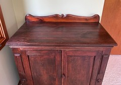Antique Custom Crafted Pine Two Door Cupboard Cabinet, Jelly Cupboard, Early Red