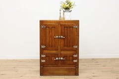 Farmhouse Antique Ash Ice Box Kitchen Pantry or Bar Cabinet #53682