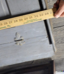 Heavy Antique Primitive Gray Painted Wall Floor Cupboard Cabinet 30″ X 34″ X 17″