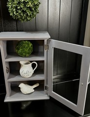 Mason Dixon Gray Farmhouse 3-Shelf Wall Curio Cabinet Glass Door 12×17