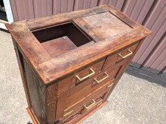 Antique Marble Top Barbers Cabinet Quarter Sawn Oak 1900s Era