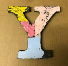 Decorative Salvaged Tin Ceiling 8″ Patchwork Mix Color Letter Y Metal 166-26B