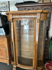 vintage antique curio cabinet With Mirror & Locking Door