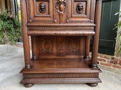 Antique French Cabinet Wine Liquor Greek Key Walnut Regency Sideboard c1890