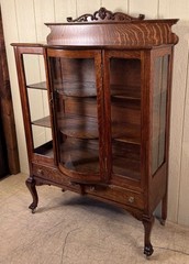 Antique Oak Rectangular Small Curio Cabinet