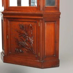 Antique Cherry Faceted & Mirrored Corner Cabinet c1890