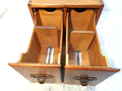 Vintage Antique Oak 2 Drawer Dovetail Card Catalog Index File Cabinet Solid!