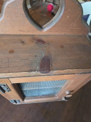 Wall Standing Cabinet Primitive Spice Wood Mesh Door Farmhouse Granny Heart