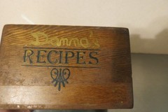Vintage Oak Wooden “Recipes” Box Hinged Nice Finish Personalized