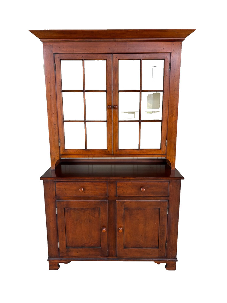 KINDEL FURNITURE CHIMNEY HILL CHERRY SHAKER STYLE 2 PIECE DUTCH CUPBOARD