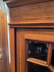 Mahogany Georgian Hanging Corner Cabinet Or Cupboard, 13 Pane Door 38”T