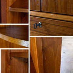 Scandinavian Modern Teak Lighted Bookcase Display or Entertainment Cabinet