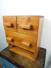 MCM Craftsman Made Danish Modern Wood Mini Chest 3 Drawer Table Top Cabinet HOT!
