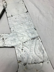 Decorative Salvage Tin Ceiling 16″ Patchwork White Metal VTG Letter A 1617-23B