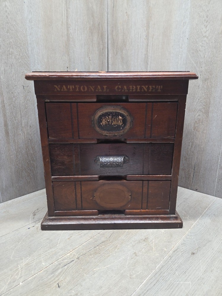 rare antique 1800’s hand made painted National Cabinet file letter cabinet box