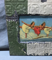 VTG Shabby 11″ Sq. 5×7 Tin Ceiling Metal Photo Picture Frame Old 1724-25B