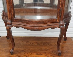Antique Quartersawn Oak 3 S Curve Glass Mirrored Dainty Curio China Cabinet