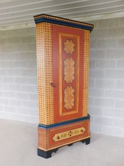 Antique 2 Piece 18th Century Grain Painted Corner Cabinet Berks Co. Pa