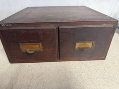 Antique 2 Drawer Weis Library Card Filing Cabinet U.S. Civil Engineers Corps