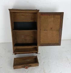 Art deco hanging Medicine Apothecary cabinet Kitchen Bathroom carved wood Bevele