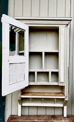 Antique Medicine Cabinet Art Deco Hidden Compartment Farmhouse Hall Tree Wooden