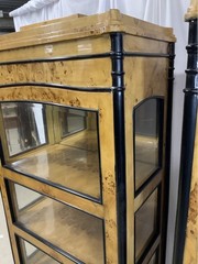 Vintage Biedermeier Style Burl Maple Vitrine Display Cabinet