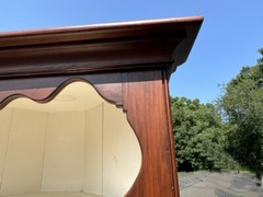 D. R. Dimes country pine open top corner cupboard. Single raised panel door with