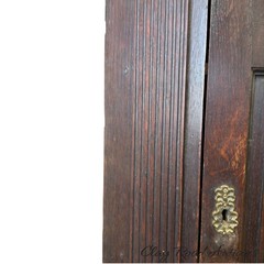 Antique Georgian hanging corner cupboard oak old surface 18th raised panel