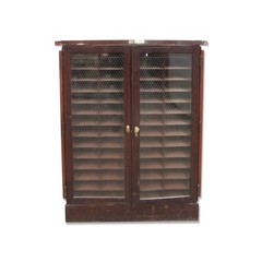 Vintage Wood & Metal Cabinets with Chicken Wire Glass Doors